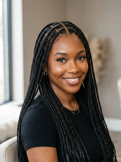 Triangle part knotless braids