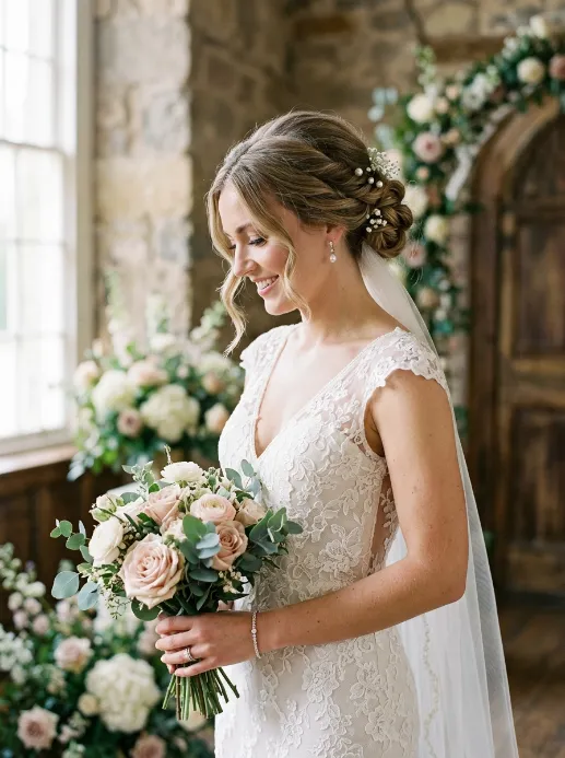Twisted low updo
