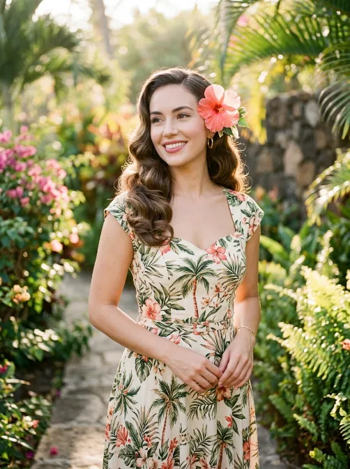 Vintage waves with flower accessory