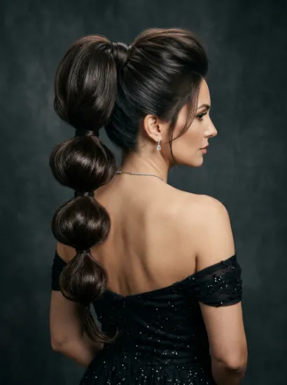 Voluminous tiered ponytail