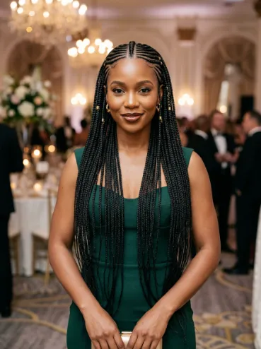 Waist length fulani braids