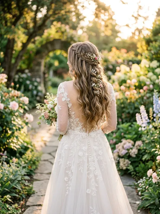 Waterfall braid with waves