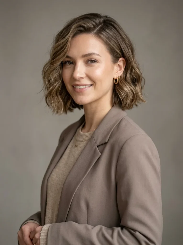 Wavy bob with a side part