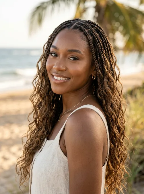 Wavy knotless braids