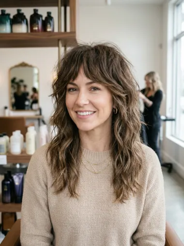 Wavy medium wolf cut