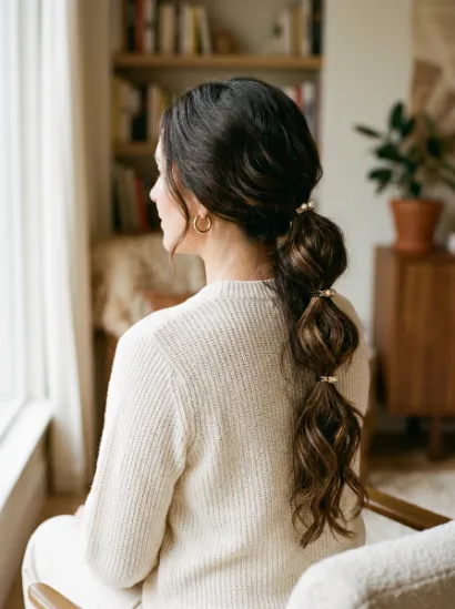 Wavy tiered ponytail