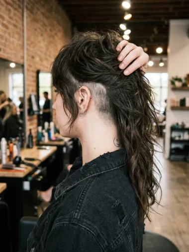Wolf cut with undercut