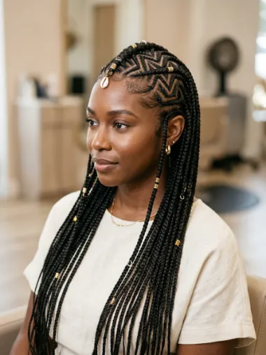 Zigzag part fulani braids