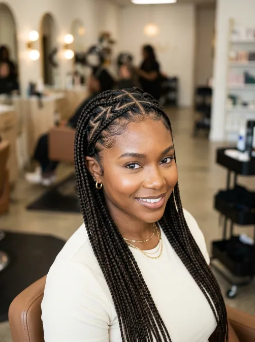 Zigzag part knotless braids