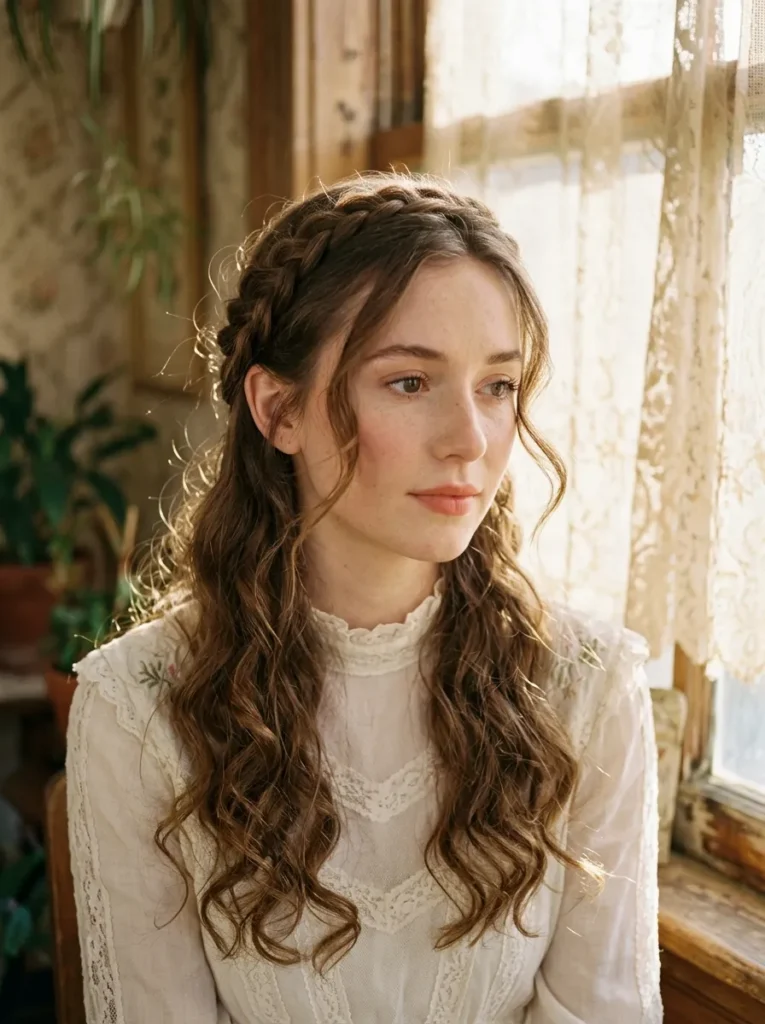 Braided crown with loose waves