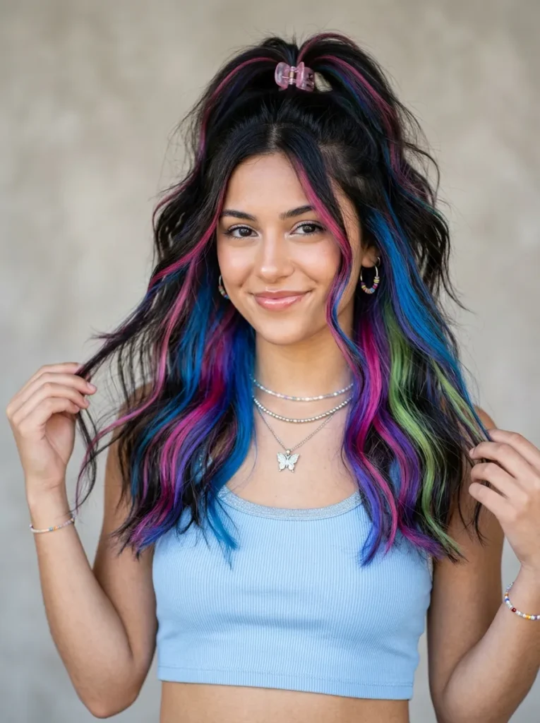 Colored streaks and peekaboo color