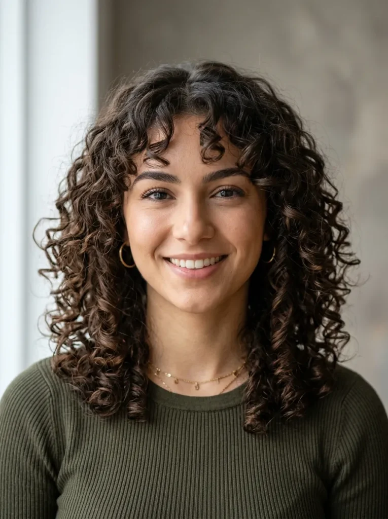 Curly curtain bangs