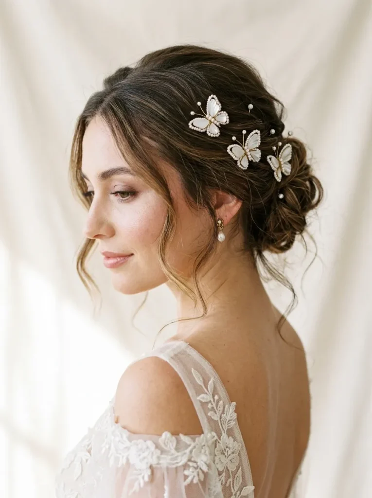 Pearl and butterfly updo