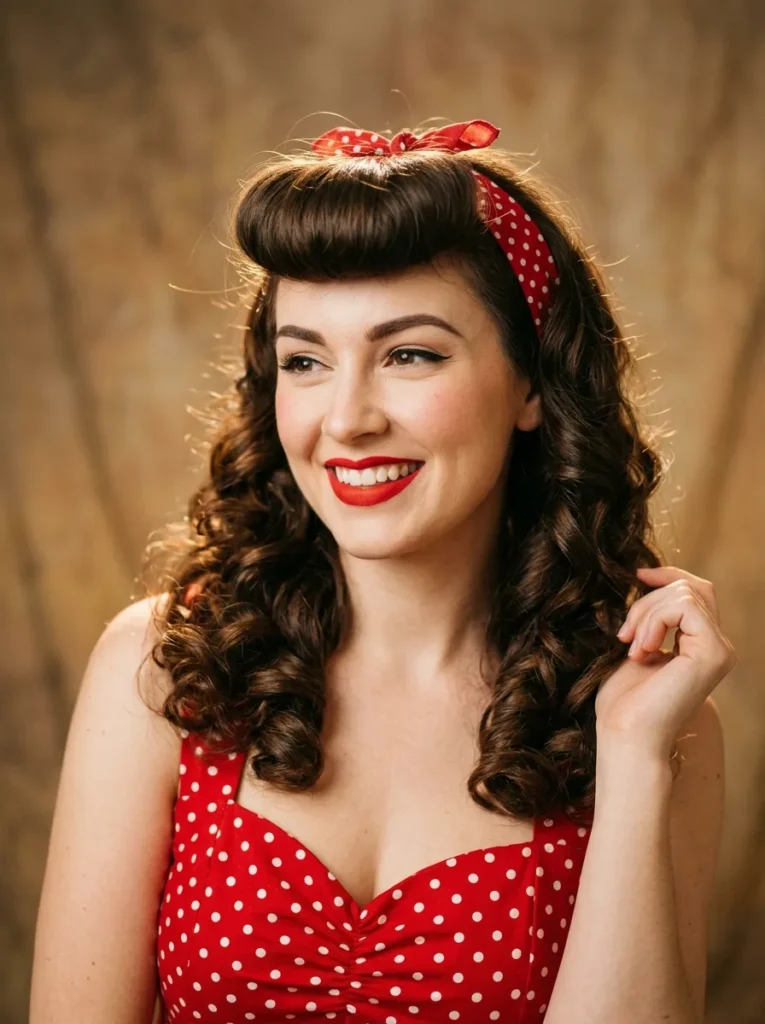 Pinup curls with a bandana