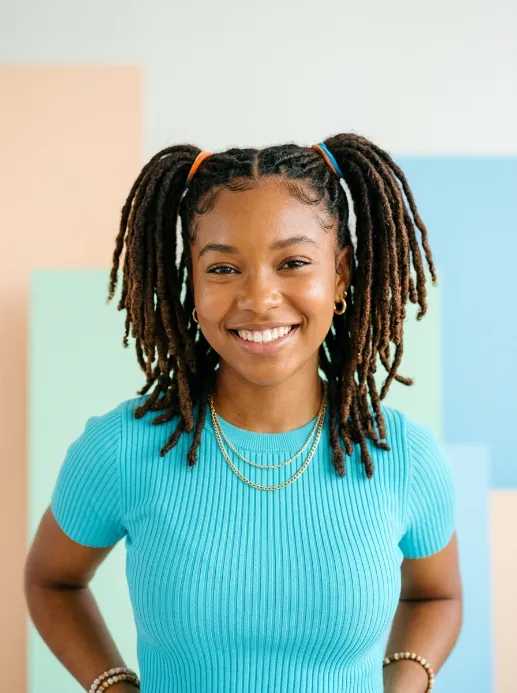 Playful loc pigtails