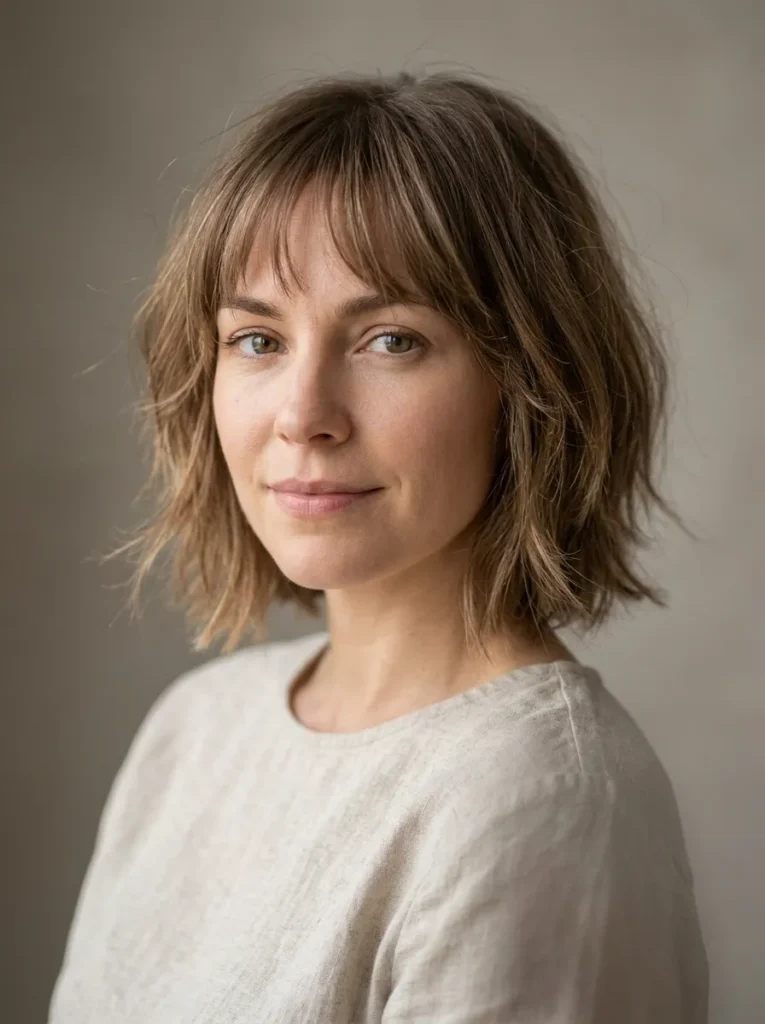 Shaggy bob with wispy bangs
