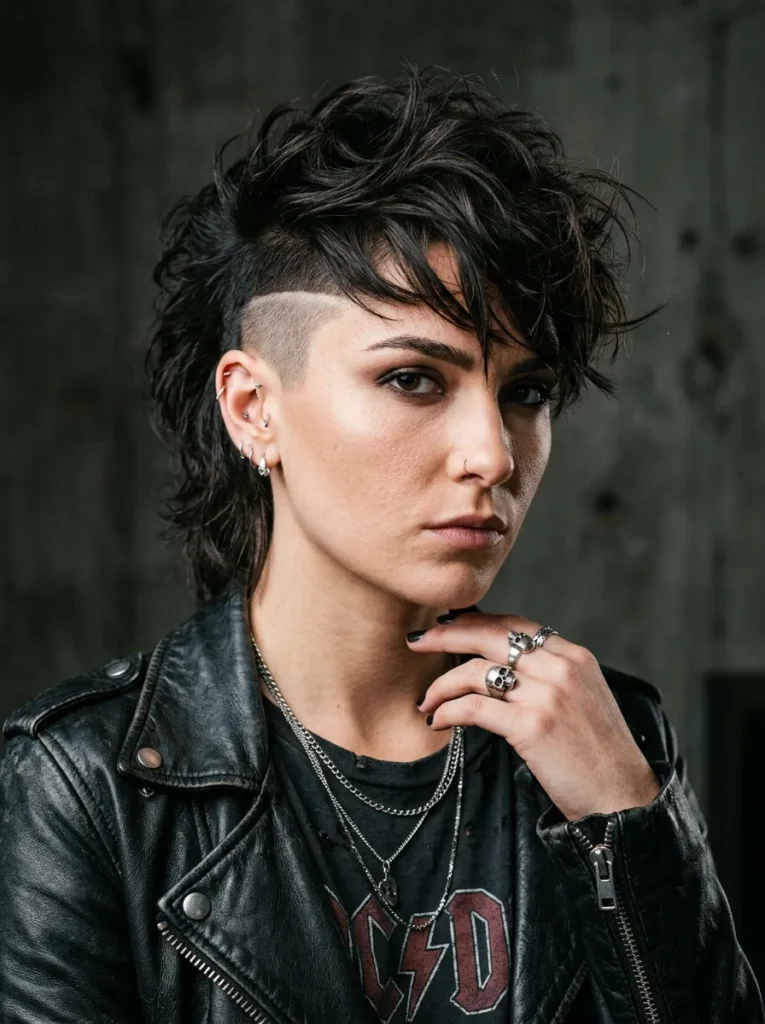 Shaved sides with a long textured top