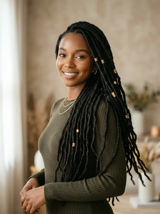 Side swept long locs