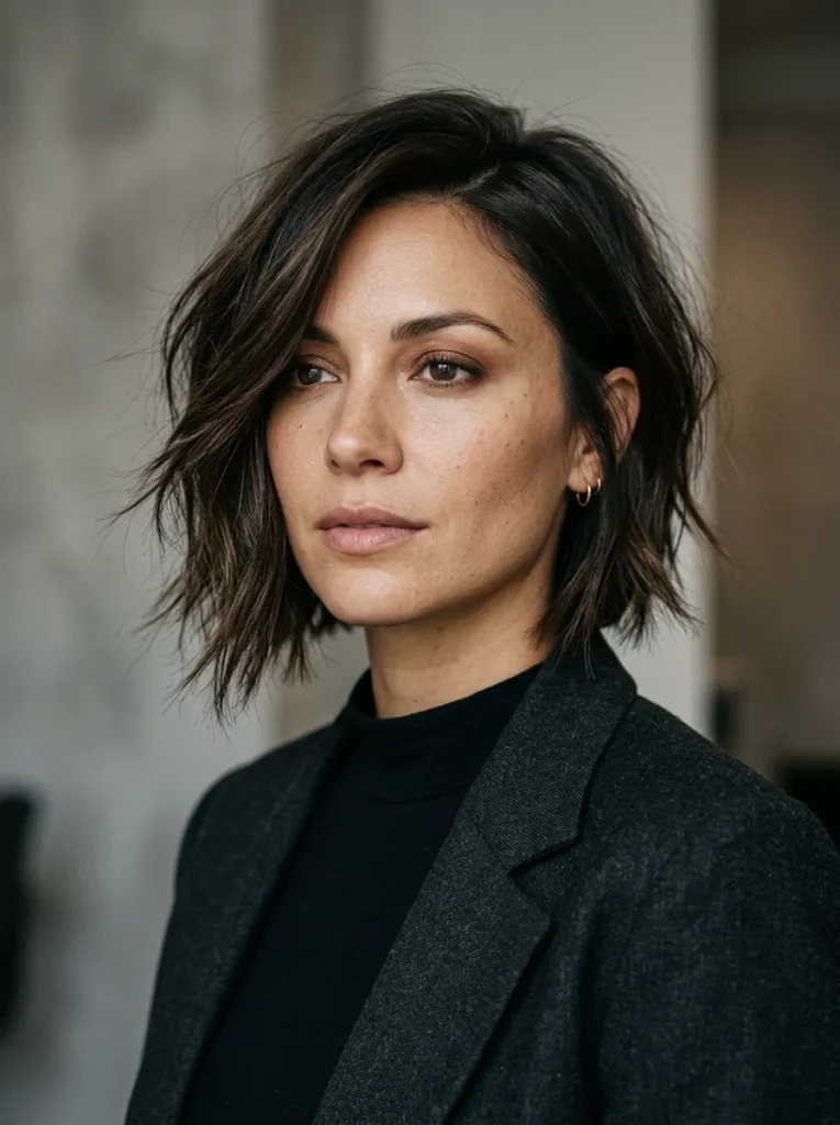 The asymmetrical shaggy bob