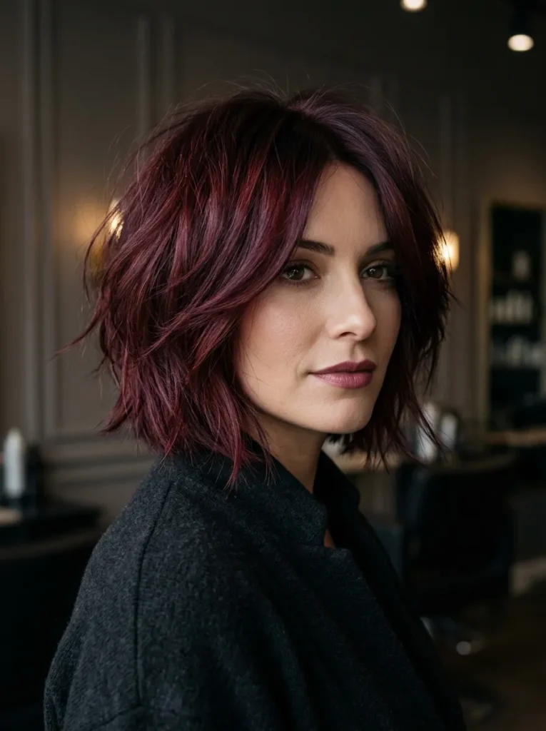 The burgundy shaggy bob