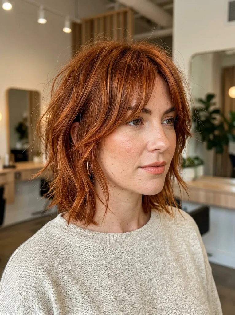 The copper shaggy bob