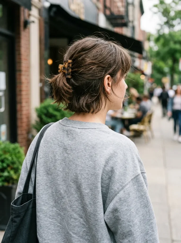 The mini claw clip ponytail for short hair