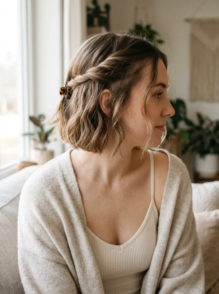 The pulled back pieces with a mini clip