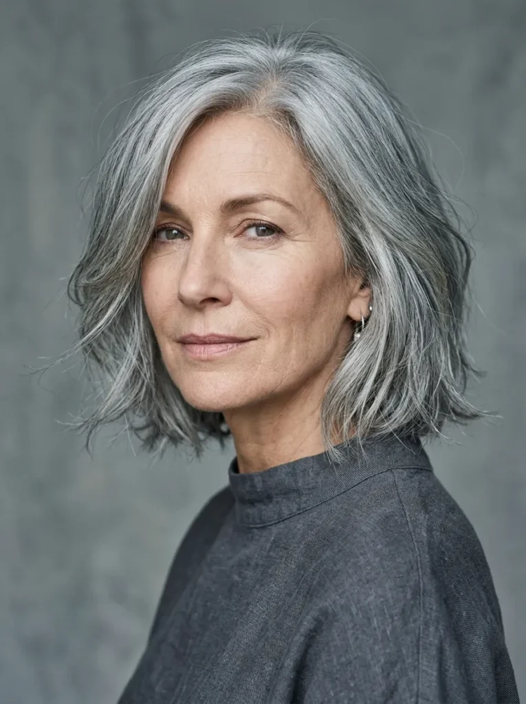 The silver gray shaggy bob