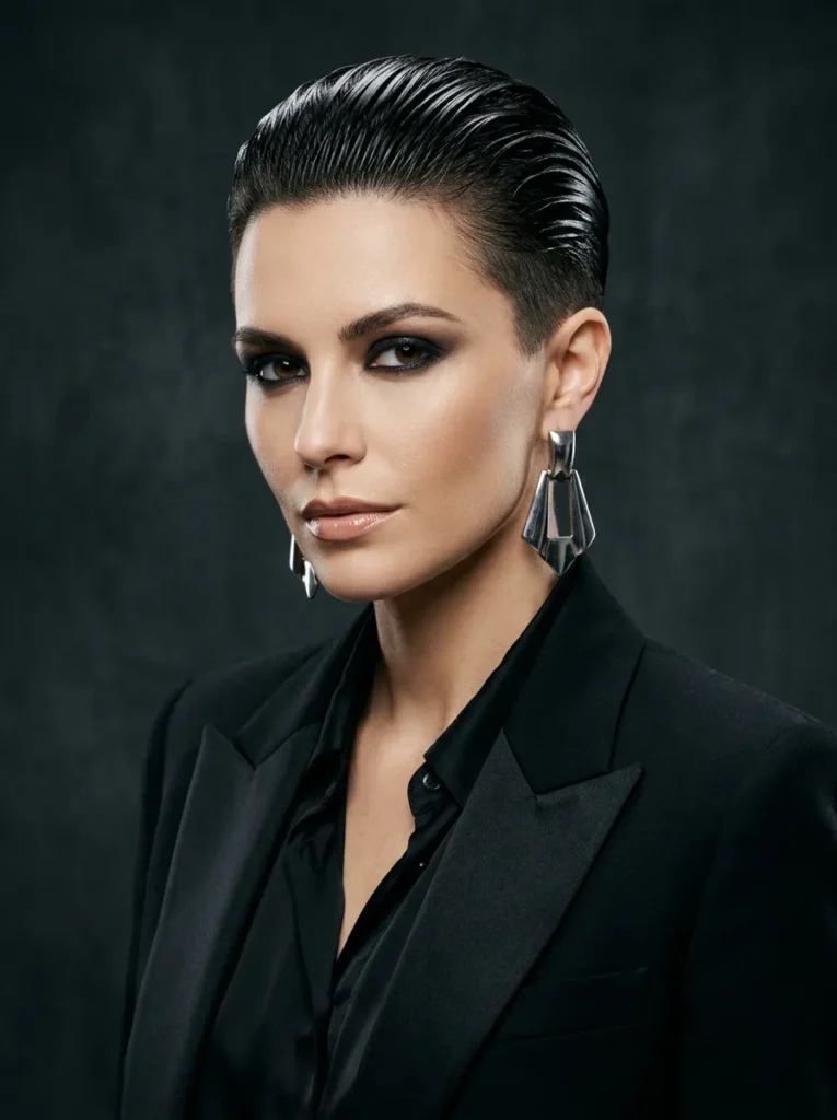The wet look slicked back pixie