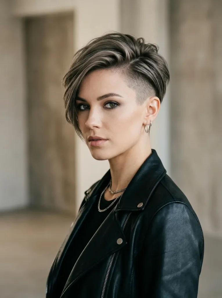 Undercut pixie with a side sweep